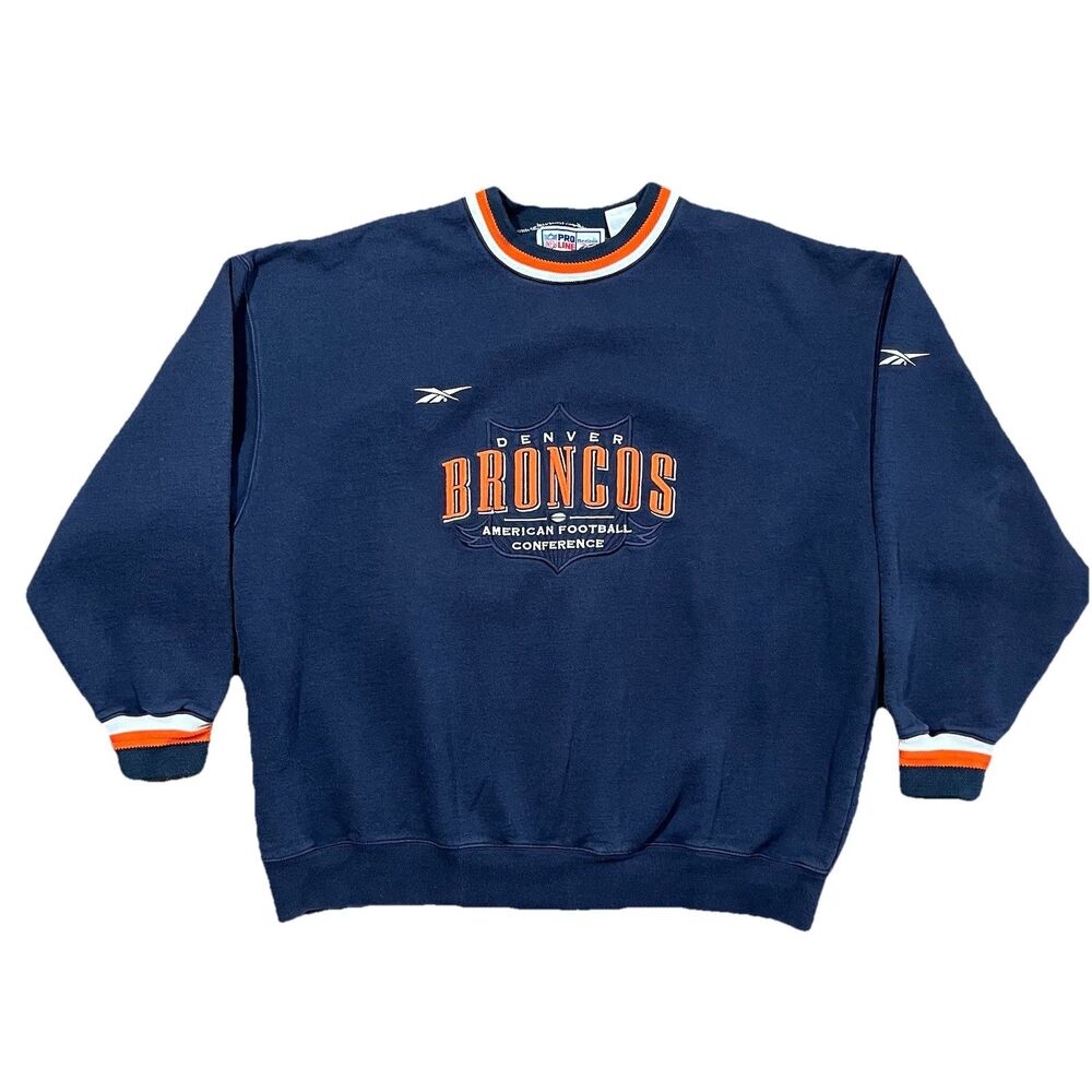 Vintage Reebok Denver Broncos Crewneck XL NFL Pro Line Sweatshirt Navy